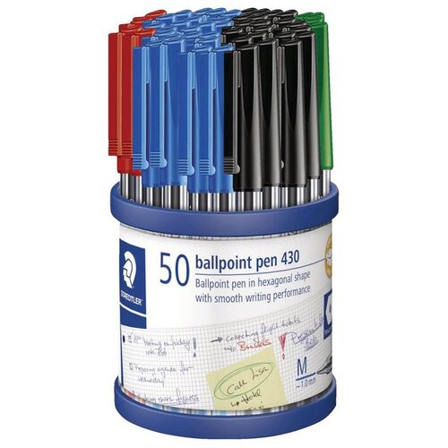 Staedtler Stick 430 Medium Ballpoint Pen 50 Pack - Assorted