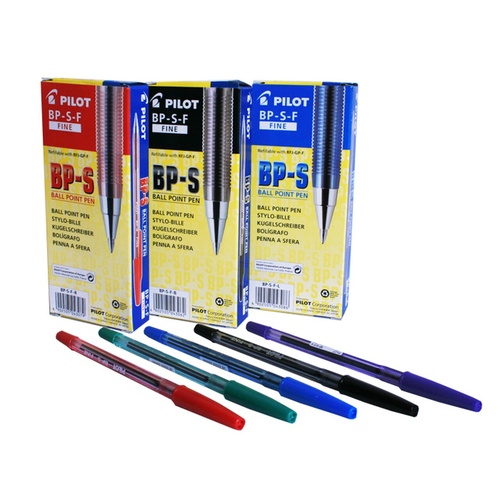 Pilot Ballpoint Pen BP-S-F Fine 0.27mm BLACK - 12 Pack