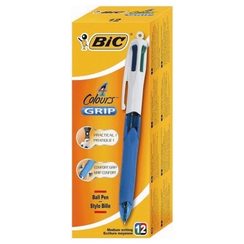 BIC 4 Colour Medium Retractable Pen Comfort Grip 1.0mm 954300 - 10 Pack