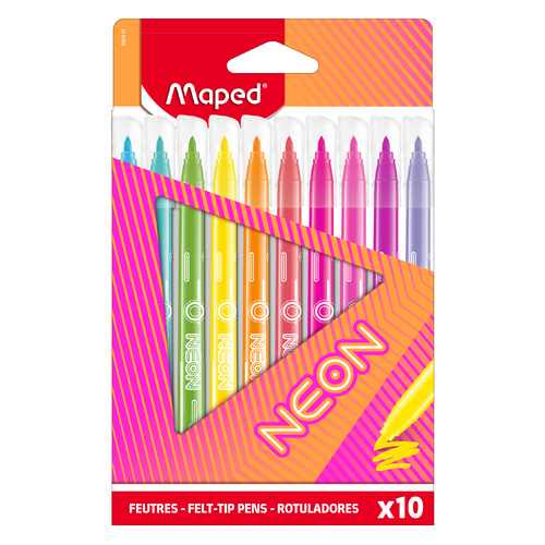 Maped Neon Felt Tip Pens Marker Set Assorted Colours 8845419 - 10 Pack