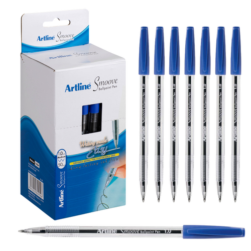 Artline Ball Point Pen 1mm Smoove Ball Point Pen BLUE SM1821503 - 50 Pack