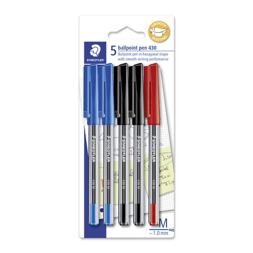 Staedtler Stick 430 Medium Ballpoint Pen 5 Pack - Box 10