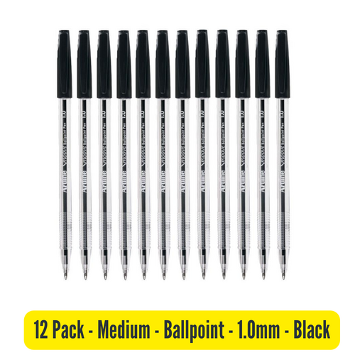 Artline Smoove Ball Point Pen 8210 Medium BLACK 182101 - 12 Pack