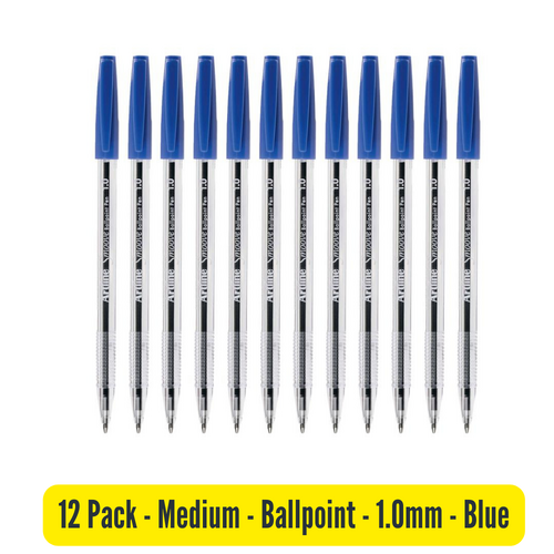 Artline Smoove Ball Point Pen 8210 Medium BLUE 182103 - 12 Pack