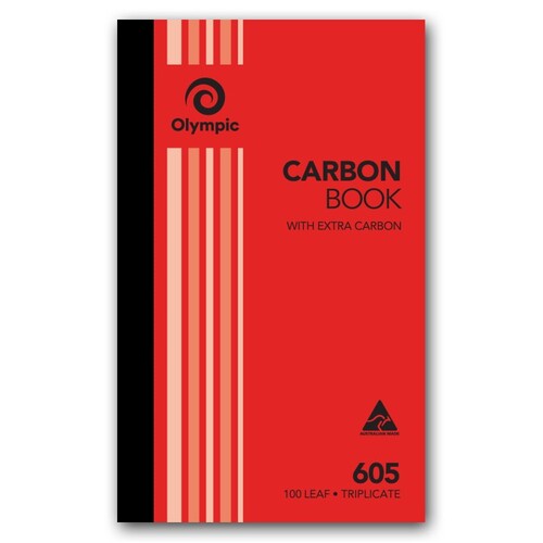Olympic 605 Carbon Book 8"x5" 200X125mm Triplicate 100 Pages