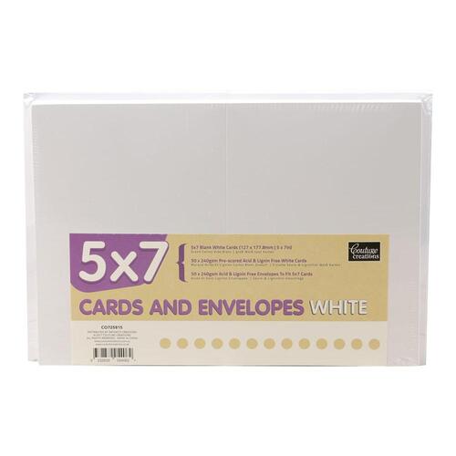 Couture Creations Card + Envelope Pack - White 5x7 (50 Sets) CO725815