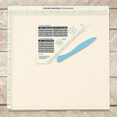Couture Creations - Scoring Board 12"X 12" Includes Bone Folder & Guide - CO726342