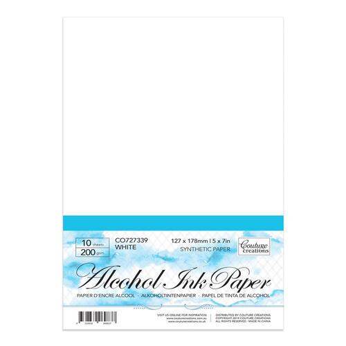 Couture Creations Alcohol Ink Synthetic Paper White 5" x 7" 200gsm - 10 Sheets