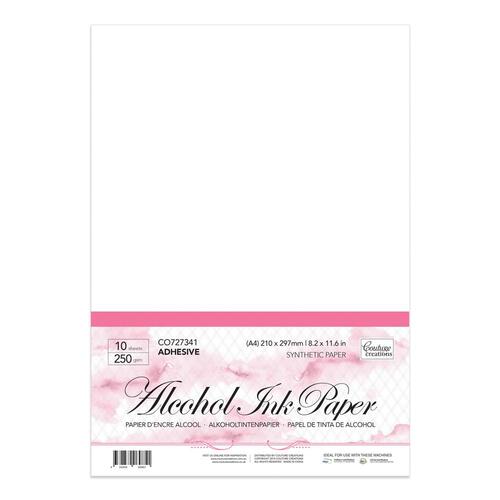 Couture Creations Alcohol Ink Synthetic Paper A4 White / Adhesive 250gsm 10 Pack