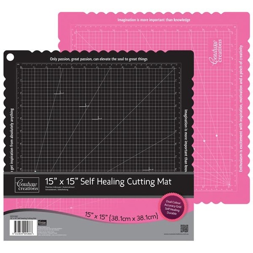 Couture Creations 15x15 Craft Cutting Mat Self-Healing Double-Sided PINK & BLACK - CO721957  