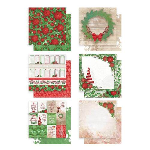 Patterned Paper Pack (12x12) Merry Christmas Scrapbooking Card Making - 12 sheets 6 Designs