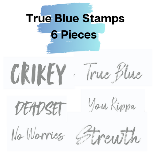 Sweeping Plains Mini Sentiment Stamps True Blue CO727988 - 6 Pieces