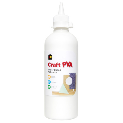 EC Craft Glue PVA Kids Water Based Adhesive 500ml -Acid Free + Non Toxic