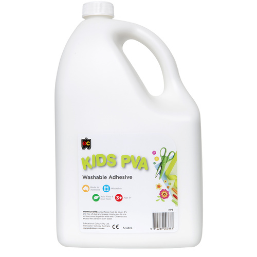 EC Craft Glue PVA Kids Water Based Adhesive  Acid Free + Non Toxic - 5 Litre