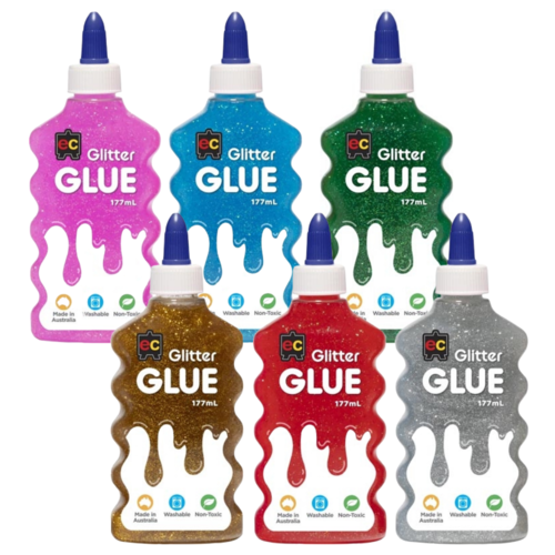 EC Coloured Glitter Glue 177ml Non Toxic Washable
