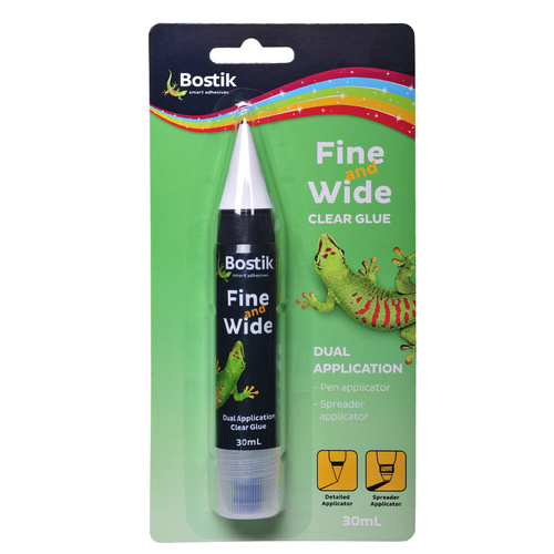 Bostik Fine & Wide Dual Applicator Clear Craft Glue Pen Paper, Fabric, Card 30mil - 1 Pack