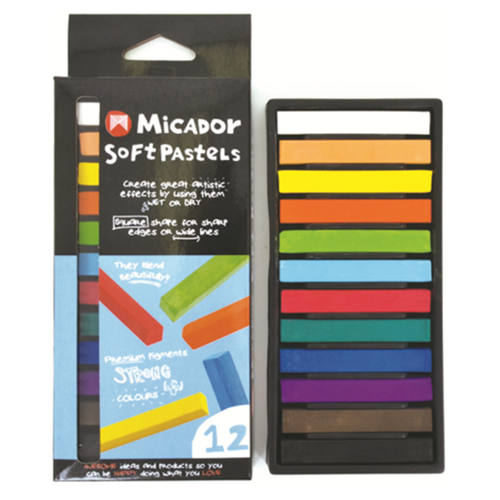 Micador Pastels Chalks Assorted Colours CP-12 - Pack 12