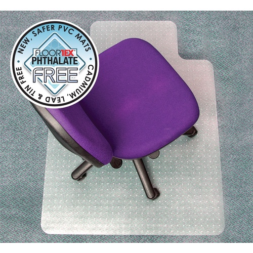 Floortex PVC Chairmat 90 x 120cm Keyhole Shape For Medium Pile Carpet