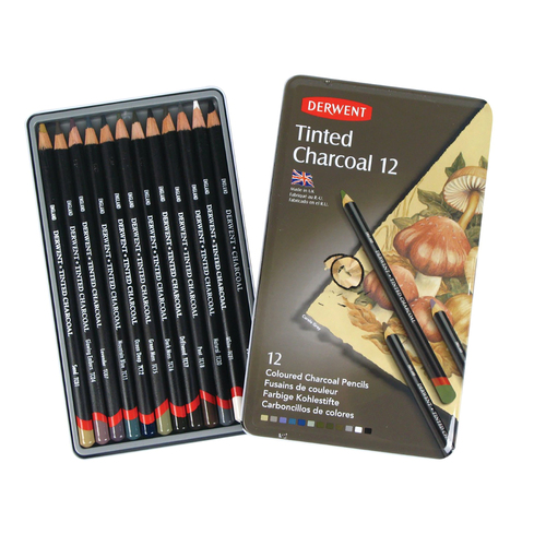 Derwent Academy Tinted Charcoal - 12 Pack Tin