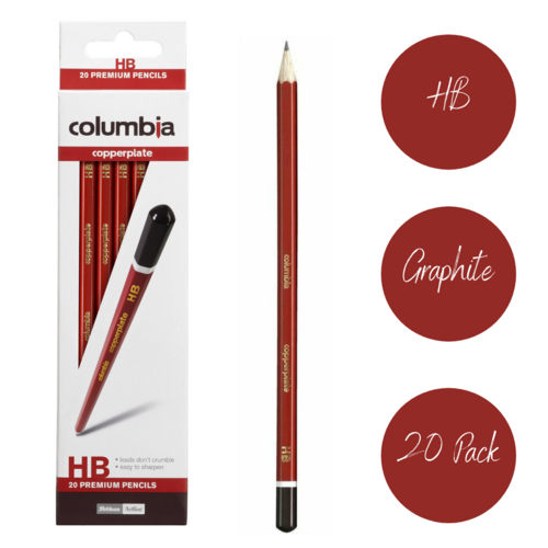HB Columbia Copperplate Hexagonal Lead Pencils Premium Quality 61700HB - Box Of 20