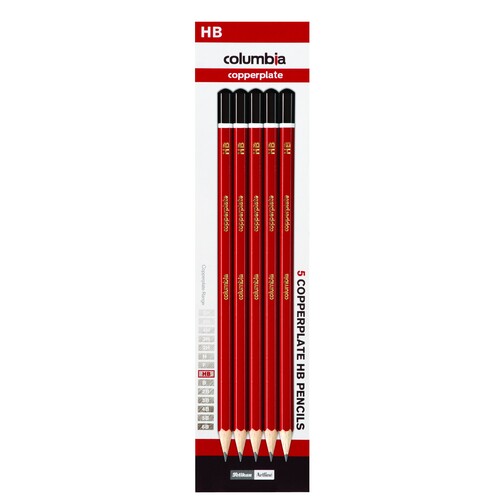 HB Columbia Copperplate Hexagonal Lead Pencils - 5 Pack