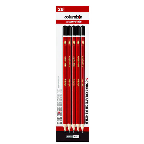 2B Columbia Copperplate Hexagonal Lead Pencils - 5 Pack