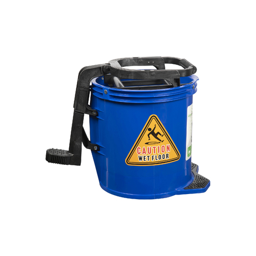 Cleanlink Mop Bucket 16 Litre Heavy Duty Plastic Wringer 12115 - Blue