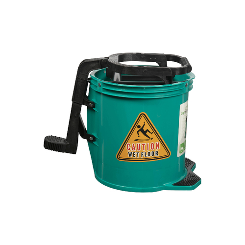 Cleanlink Mop Bucket 16 Litre Heavy Duty Plastic Wringer 12117 - Green