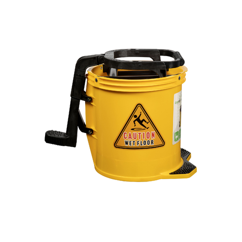 Cleanlink Mop Bucket 16 Litre Heavy Duty Plastic Wringer 12118 - Yellow