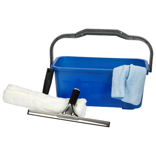 Cleanlink Window Cleaning Kit With Bucket and Squeegee Plus Microfibre Cloth - 12021