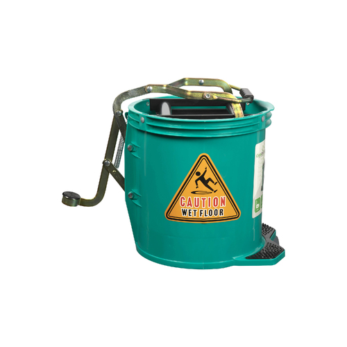 Cleanlink Mop Bucket 16 Litre Heavy Duty Metal Wringer 12002 - Green