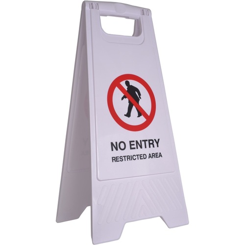 Cleanlink Safety Sign "No Entry Restricted Area" 32x31x65cm - White
