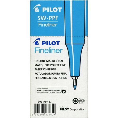 Pilot SW-PPF Fineliner felt Tip Pen 0.4mm Blue 600402 - 12 Pack