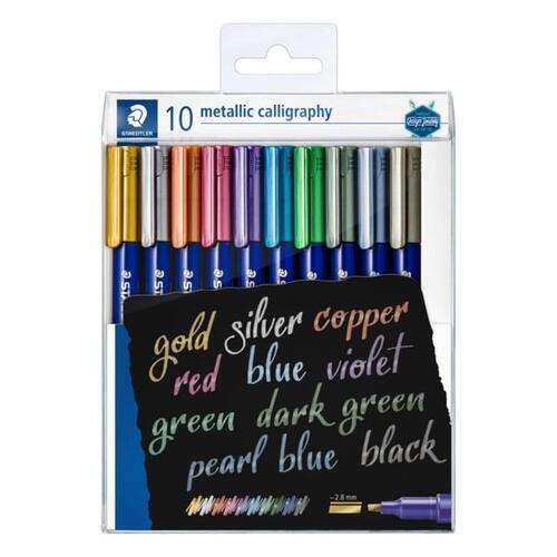 Staedtler Metallic Calligraphy Pen Set 10 Assorted Colours - ST832510