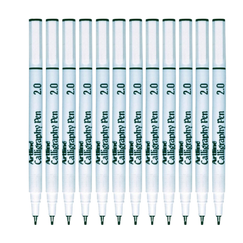 Artline 242 Calligraphy Pen 2.0mm 12 Pack 124201 - Black