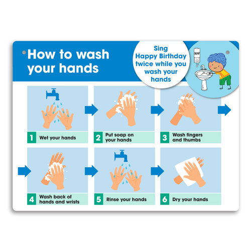 Durus How to Wash Hands Wall Sign 225 x 300mm