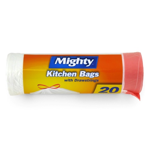 1 x Mighty Kitchen Bags 40 Litre White & Pink Drawstring