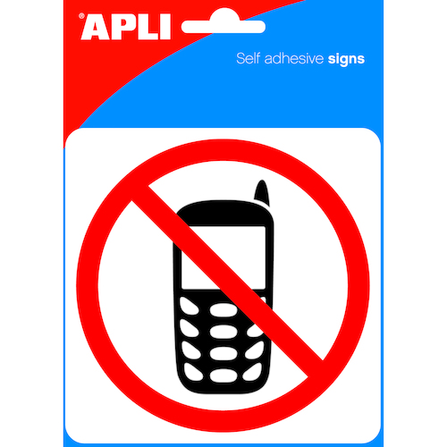 Apli Self Adhesive Signs NO MOBILE PHONE - 1 Pack
