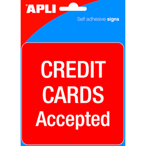 Apli Self Adhesive Signs CREDIT CARDS ACCEPTED - 1 Pack
