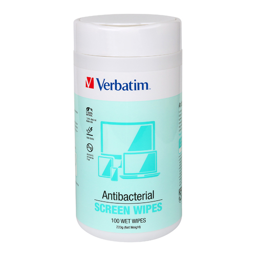 Verbatim Antibacterial Screen Wipes - 100 Pack