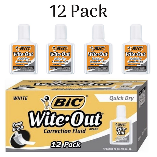 BIC Wite-Out Quick Dry Correction Fluid White Out 20ml - 12 Pack