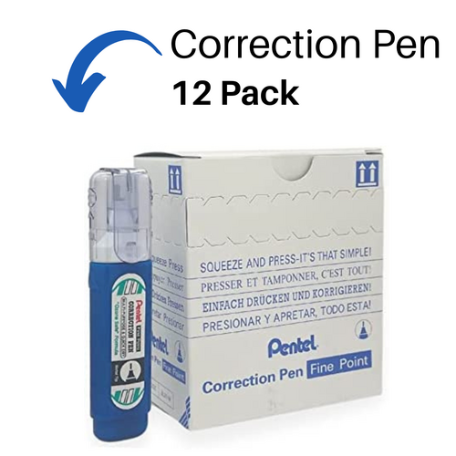 Pentel Correction Pen Steel Fine Point 12ml White Out - ZL31W - 12 Pack