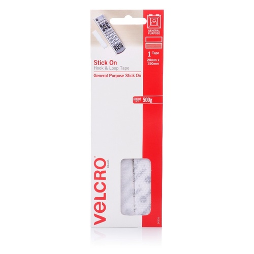 Velcro Sticky Back Strips 20mm X 150mm Self Adhesive - White
