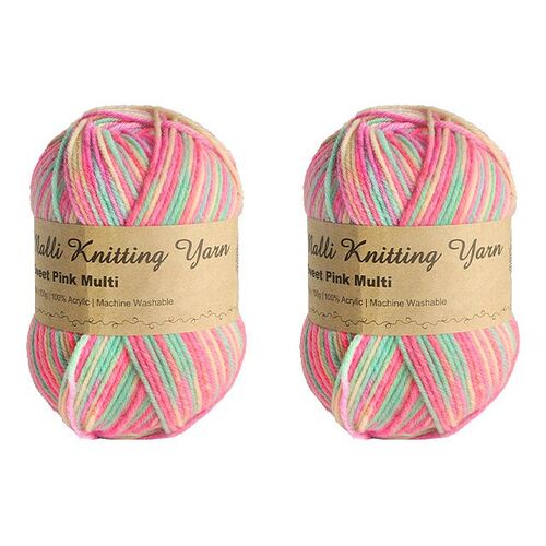 Malli 100g Multi Colour Knitting Yarn Super Soft Acrylic Crochet Craft Wool Balls 8ply - Sweet Pink