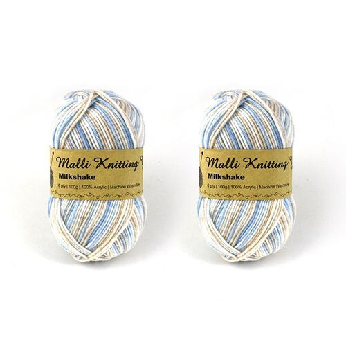 Malli 100g Multi Colour Knitting Yarn Super Soft Acrylic Crochet Craft Wool Balls 8ply - Milkshake