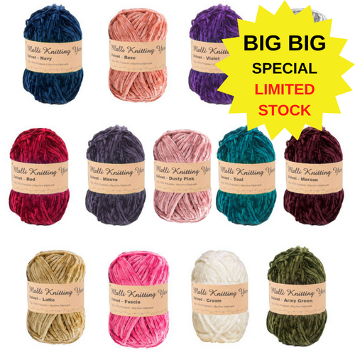 Malli 100g Velvet Knitting Yarn Super Soft 100% Polyester Crochet Craft Wool Balls