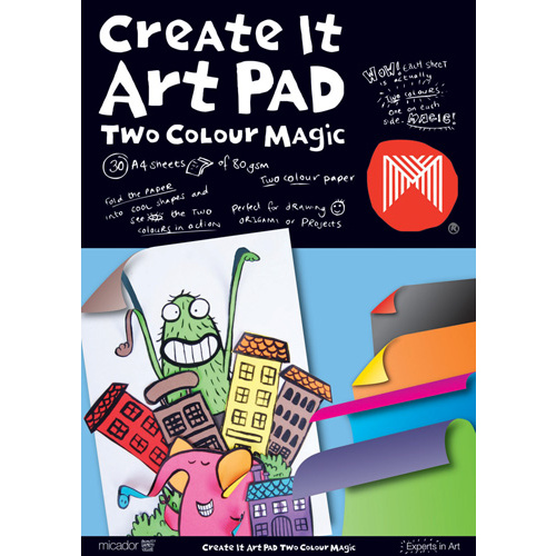 Micador Art Pads A4 Paper 2 Colours 30 Sheets - Assorted Brights