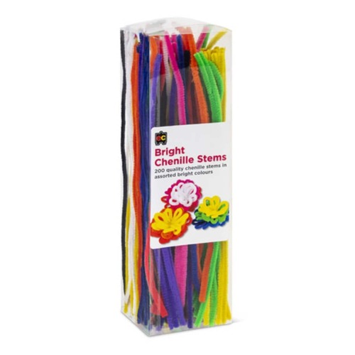 Ec Chenille Pastel Stems Pipe Cleaners, Kids Crafts 200 Pack - Assorted Bright Colours