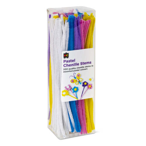 Ec Chenille Pastel Stems Pipe Cleaners, Kids Crafts 200 Pack - Assorted Colours