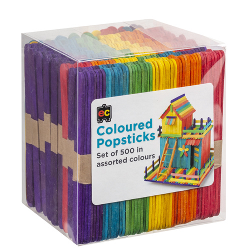 EC Wooden Pop Sticks Coloured - 500 Pack